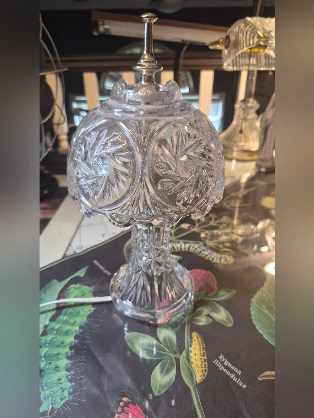 Clear Glass Pressed Table Lamp - Elegant Patterned Home Accent VINTAGE